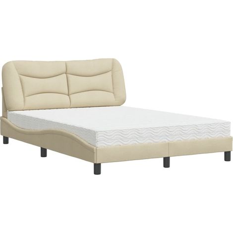 Maison Exclusive - Bett mit Matratze "Hvar" Creme 120x200 cm Stof (1/5)