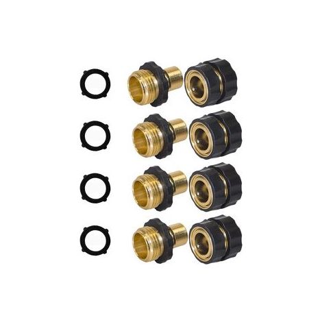 Lot de 8 raccords rapides américains 3/4 pouce – Embouts mâle et femelle pour tuyau de jardin, connexion standard pour arrosage extérieur ou piscine (1/5)