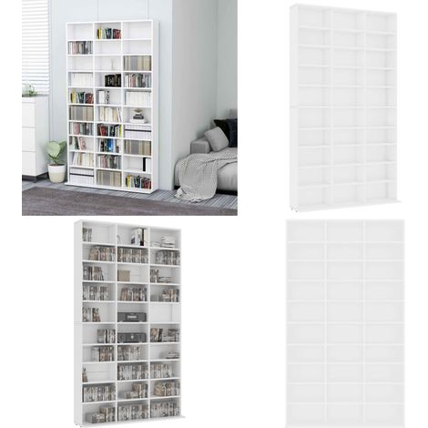 Armario para CDs madera contrachapada blanco 102x16x177,5 cm - Armario de CDs - Estantería de música