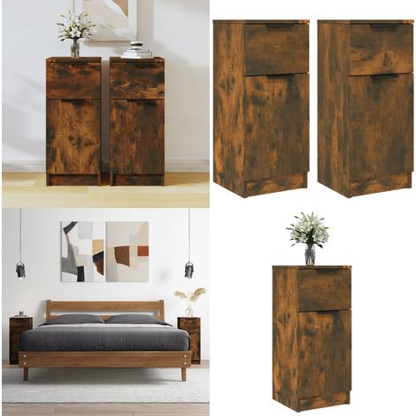 Buffets 2 pcs Chêne fumé 30x30x70 cm Bois d'ingénierie - Buffet - Meuble De Rangement - Armoire - Commode - Bois D'ingénierie - Home & Living (1/5)