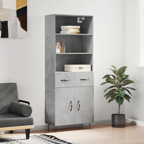 Highboard Betongrau 69,5x34x180 cm Holzwerkstoff (1/5)