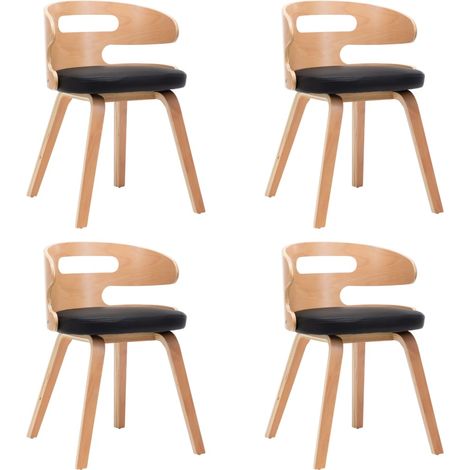 Maison Exclusive - Esszimmerstühle 4 Stk. Schwarz Bugholz und Kun