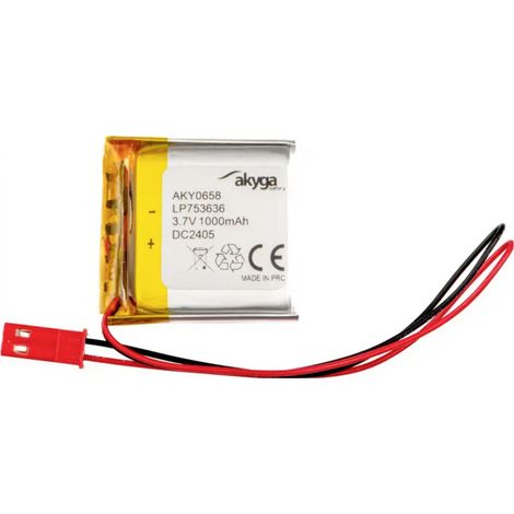 Li-Po-Akku LP753636 Akyga AKY0658 3,7 V / 1000 mAh PCM JST 2-Pin-Anschluss 150 mm (1/3)