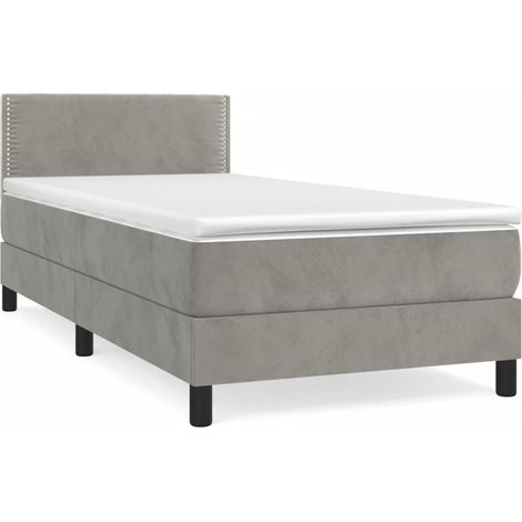 Maison Exclusive - Cama box spring con colchón terciopelo gris cl (1/5)