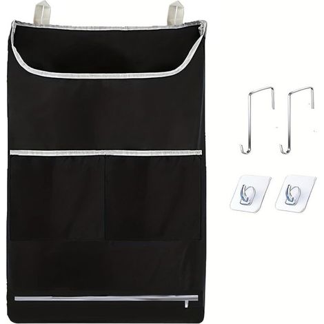 72 x 48 cm, (Noir)Sac à Linge, Sac à Linge Sale de Grande, Pliable avec Crochets en Acier Inoxydable et Crochets Adhésifs, Résistants aux Déchirures, pour le Voyage la Maison (1/5)