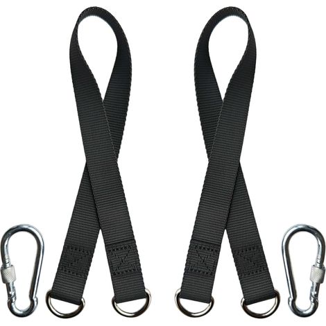 Sangle Hamac 2 Pcs Sangle Balancoire Arbre Fixation Noir 54x2,5cm (1/5)