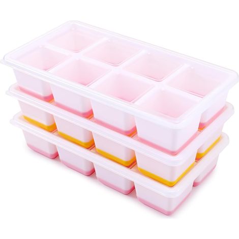 De Grands Moules à Glaçons en Silicone avec, matière Silicone, couleur rose, Couvercle (1/5)