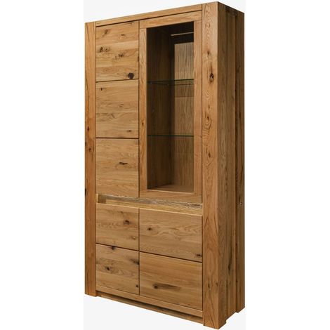 Vitrine Wildeiche 113x40x205 braun geölt KENT 203