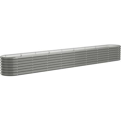 Garden Raised Bed Galvanised Steel 332x40x36 cm Grey vidaXL