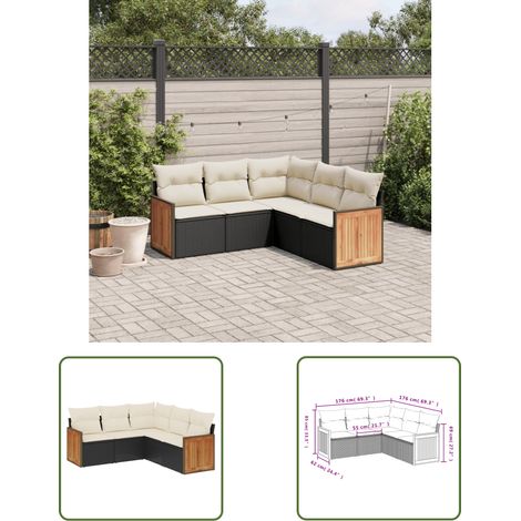 The Living Store 5-tlg. Garten-Sofagarnitur mit Kissen Schwarz Poly Rattan - Gartensofas - Outdoor Möbel - Lounge Set - Rattan Gartenmöbel - Gartenlounge (1/3)