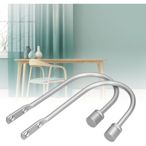 U-förmige zylindrische Gardinenhaken aus Aluminiumlegierung, Wandhaken, Gardinenbefestigungszubehör, 2 Stück pro Set, silber. (1/5)