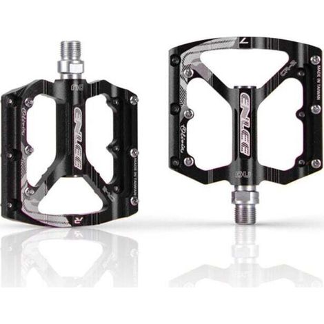 Pair of CNC Aluminum 9/16 Inch Anti-Oxidation Mountain Bike Pedals for Road Bikes, Black (1/5)