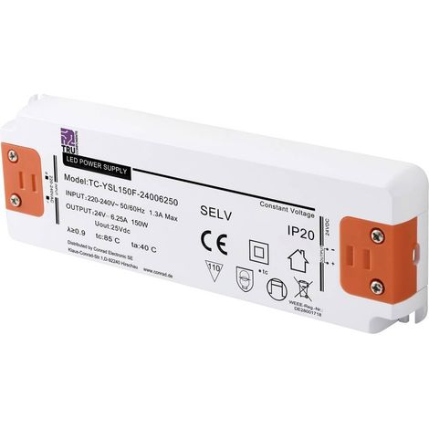 TRU COMPONENTS TC-YSL150F-24006250 Trasformatore per LED Tensione costante 150 W 6.25 A 24 V/DC adatto per mobili, Sovr (1/5)