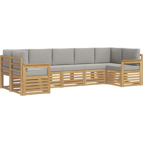 Outdoor-Sofagarnitur 6 stk. 7-Sitzer Weiß und Hellgrau vidaXL (1/5)