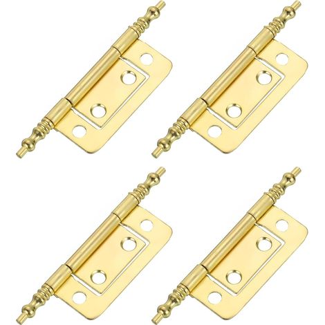 4 Pcs Charnières Métalliques Sans Mortaise, Charnières de Porte de Placard pour Quincaillerie de Meuble Fenêtre, Doré (1/5)