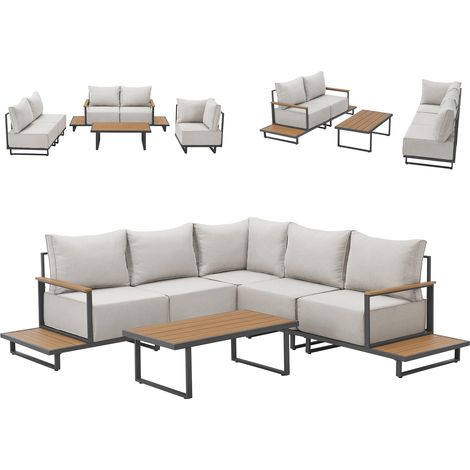 SVITA MALIBU Gartenlounge Set Modulare Outdoor Lounge 25 cm Dicke Polster Grau