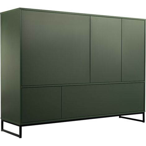 Estantería Calcalo 106, Verde, Con puertas, Cerrable, Aglomerado laminado, Número de puertas: 5, Número de cajones: 0, 121x160x45cm (1/5)