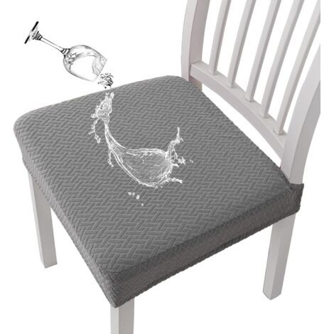 Housses de chaise extensibles en jacquard imperméable pour salle à manger, lot de 2 (gris clair, 2 pièces) (1/5)