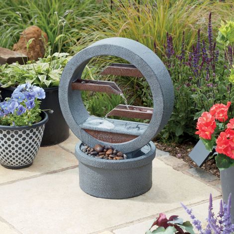 Fontaine solaire extérieure en métal bleu 60cm – Design moderne – Fonctionnement autonome – Ambiance apaisante pour jardin – Smart Garden