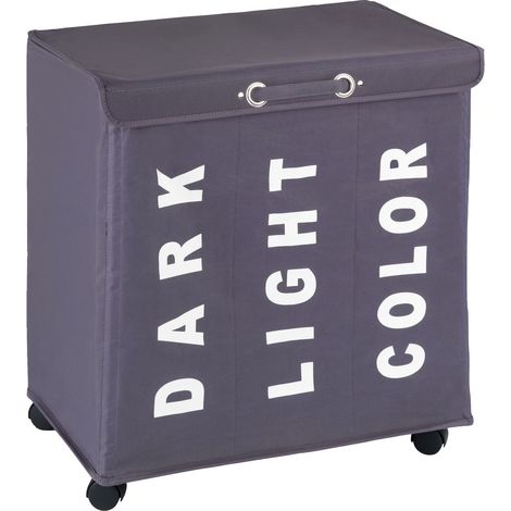 WENKO Portabiancheria Trivo grigio - cesta della biancheria Capacità: 116 l, Poliestere, 56 x 60 x 35 cm, Grigio scuro (1/5)