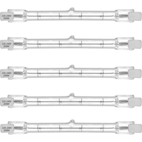 Ampoule Halogène R7S - Lot de 5 - Verre T3 - 200W Dimmable - Éclairage Intérieur - 118mm (1/5)