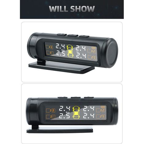 Sistema TPMS (sistema di monitoraggio della pressione degli pneumatici) con batteria rimovibile, wireless, sistema intelligente, allarme di sicurezza e display LCD. (1/5)