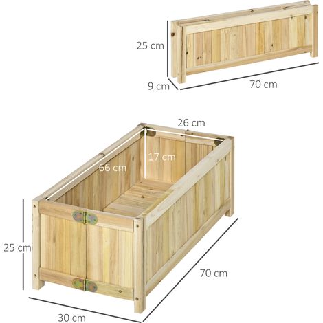 Bac à plantes pliable 70x30x25cm bois sapin naturel, pour jardin terrasse balcon - Praticité nomade et authentique (1/5)