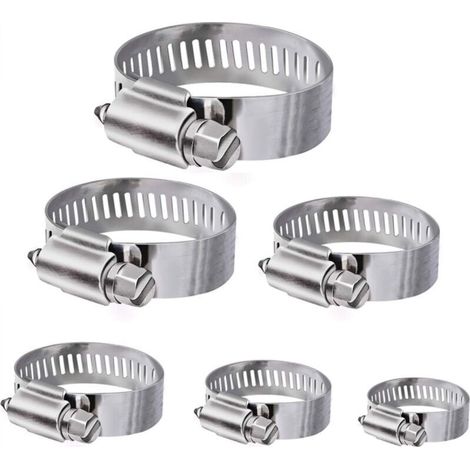 Hose Clips, 36 Pieces Adjustable 6–51 mm Stainless Steel Hose Clamps Assortment of 8 Sizes for Household Water Hoses, Gas Tanks, Automotive Hoses, etc. (1/5)