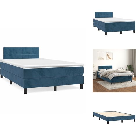 Boxspringbett mit Matratze Dunkelblau 120x190 cm Samt - Samtbett - Boxspringbett - Doppelbett - Betten Günstig - Schlafräume Gestalten (1/5)