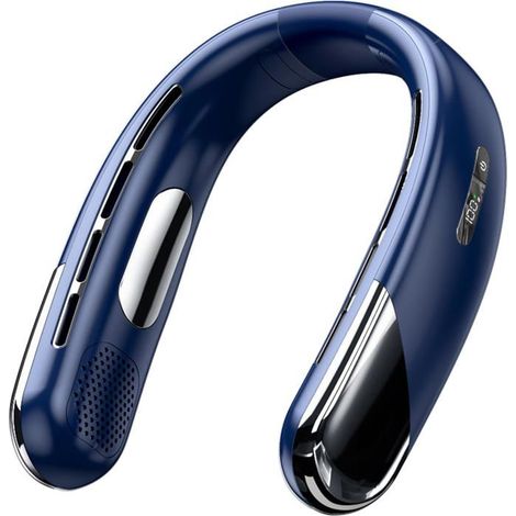 Climatisation portable à porter, écran LED numérique miniature rechargeable, refroidisseur de cou suspendu portable bleu (1/5)