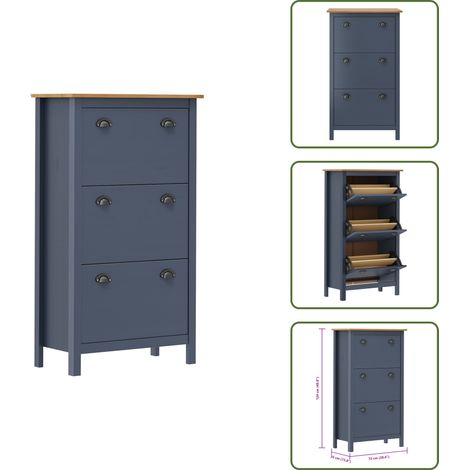 The Living Store Mueble zapatero Hill madera pino gris 72x35x124 cm - Mueble de pasillo