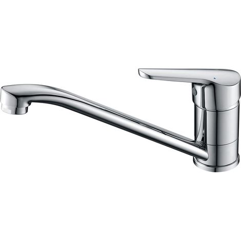 Mitigeur d'Evier, Robinet de Cuisine Monocommande, Mitigeur Cuisine Orientable à 360°, Laiton, Chromé, Argent (1/3)