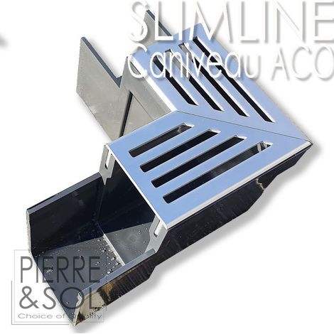 Caniveau étroit 6 cm Grille aluminium - SLIMLINE - ACO - Élément d'angle