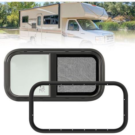 Fenêtre de caravane, fenêtre latérale de caravane, fenêtre coulissante pour camping-car, fenêtre teintée avec moustiquaire pour camping-cars et remorques, fenêtre de caravane 600 x 300 mm (1/5)