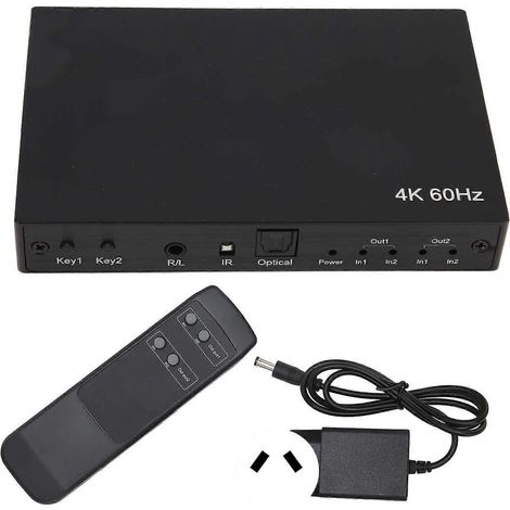 Commutateur/distributeur d'interface multimédia haute définition 4K 60 Hz commutateur d'interface multimédia haute définition 4K 3D 1080p HDCP 2.2 HDR 10 2x2 100-240 V (1/5)
