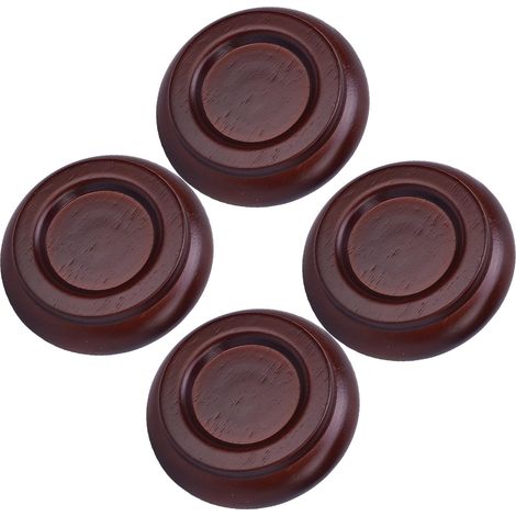 Lot de 4 patins de protection pour roulettes de piano, en bois massif avec base en mousse, antidérapants et antibruit, universels et compatibles avec les pianos droits. Couleur : marron. (1/5)