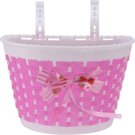 1 Panier vélo enfant, plastique tressé, nœud papillon, style skateboard, accessoire fille rose (1/5)