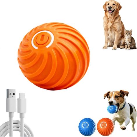Jouet interactif pour chien : balle rebondissante intelligente Wobble Pup Ball mouvement automatique couleur orange (1/5)
