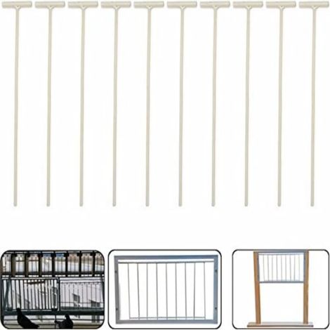 Lot de 10 trappes d'entrée pour pigeonniers, porte amovible en forme de T, barreaux métalliques en fer, 4 x 255 cm, pour cage à oiseaux, jardin ou porche. (1/5)