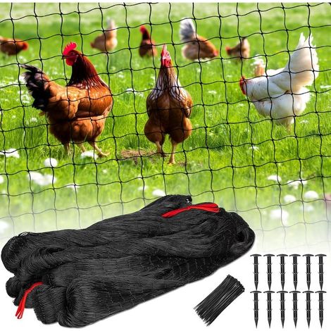 Filet de protection - 1 kit 8x8m - Nylon composite - Maille 5cm - Anti-oiseaux et rongeurs - Jardin balcon étang - Noir (1/5)
