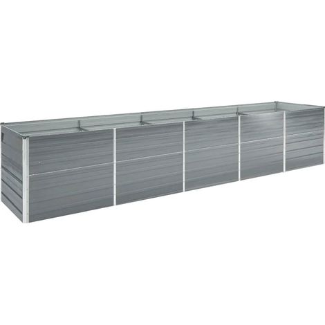 Bac à fleurs - Jardinière pour extérieur/intérieur jardin terrasse balcon - Lit surélevé de jardin Acier galvanisé 400x80x45 cm Gris Chic-452655 (1/4)