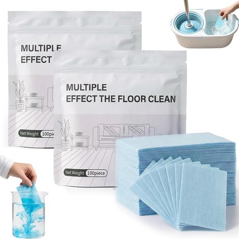200 Pièces Nettoyant Sol, Multi-Effect Floor Clean Tablets, Multiple Effect the floors Clean, Lingettes Nettoyantes Améliorées Pour Parquets, Carrelages, Stratifiés et Plus Encore (1/5)