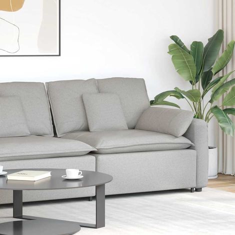 Modulares Sofa Endmodul mit Armlehne Kissen Wolkengrau 100 cm