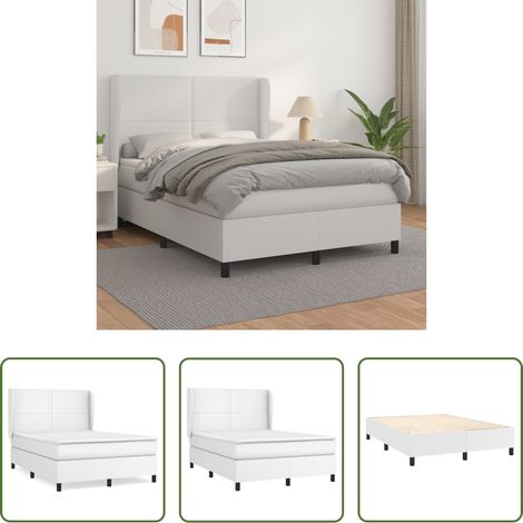 vidaXL Weißbett - Boxspringbett mit Matratze Weiß 140x200 cm Kunstleder (1/5)