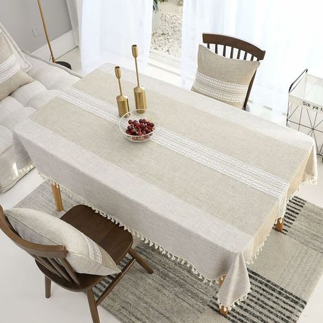 Green Mobility-Nappe Rectangulaire Tissu Coton Lin sans Rides Lavables Réutilisables Nappes pour Cuisine Salle à Manger Décoration Kaki(140x240cm) (1/5)