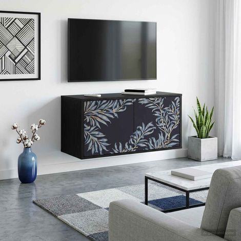 vidaXL Wall-mounted TV Cabinet DOKKUM 69 x 33 x 40 cm Black Oak (1/5)