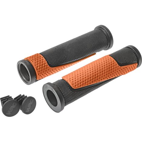 Puños/empuñaduras Wag Double D, negro y naranja, 125 mm