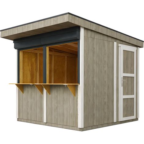 Chiosco esterno Premium - 5,9m² - H240x248x305 cm - Bar da giardino prefabbricato, Banco del mercato, chiosco bar mobile - Costruzione pannello LP Smartside - Timbela M950-TUNDRA GREY