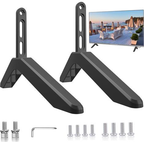 Lot 2 unterstützt TV Noirs aus Aluminiumlegierung mit 32 bis 75 Pouces, Robustheit und Stabilisierung. Accessoires von Rechange Noirs. (1/5)