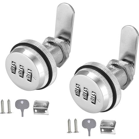 Pièces - Cadenas à combinaison - 62 x 38 mm - Convient aux panneaux d'une épaisseur de 15 à 25 mm - Verrou de meuble - Verrou de tiroir (1/5)